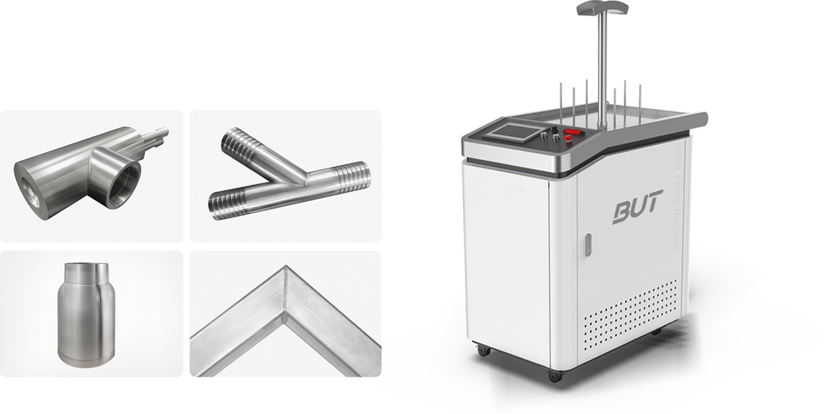 Laser welding machine with welded metal samples